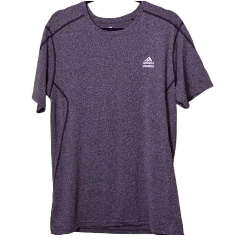 Men's Adidas Techfit Fitted Grey Climalite Short Sleeve Athletic Shirt - Size L